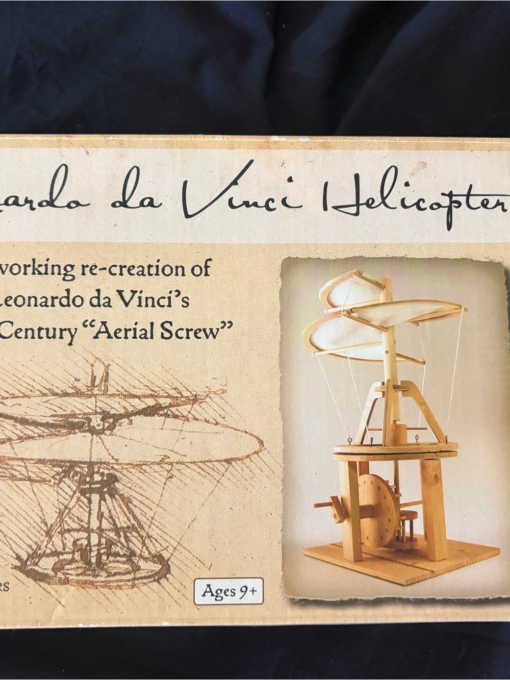 Leonardo da Vinci Helicopter Wood Model Kit - Natural Wood